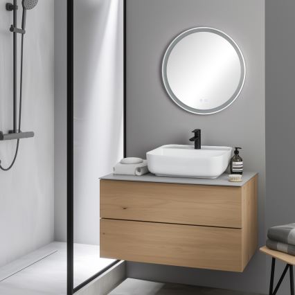 Brilagi - Espejo de baño con calefacción integrada y retroiluminación LED regulable ALU PRO LED/18W/230V, Ø 60 cm, 3000/4000/6500K, IP44, cromo mate, CRI 90