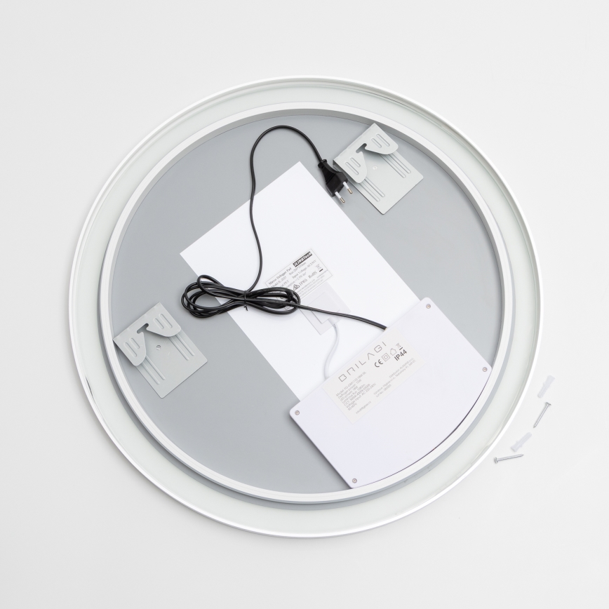 Brilagi - Espejo de baño con calefacción integrada y retroiluminación LED regulable ALU PRO LED/18W/230V, Ø 60 cm, 3000/4000/6500K, IP44, cromo mate, CRI 90