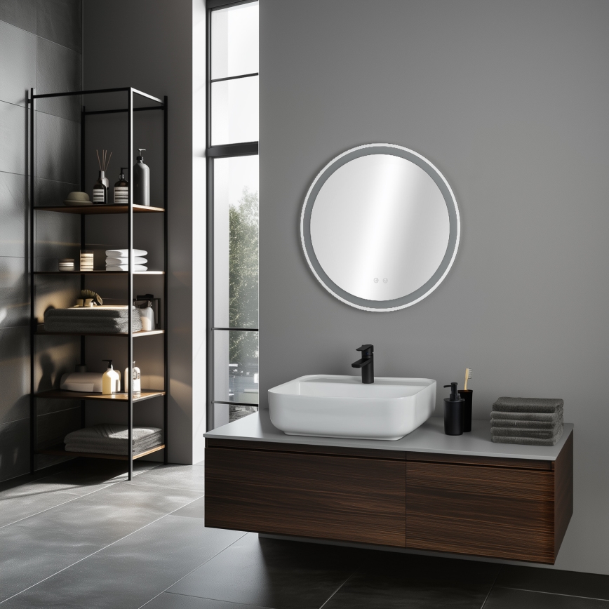 Brilagi - Espejo de baño con calefacción antivaho LED AVA ECO LED/11,5W/230V diámetro 60 cm IP44 CRI 90 regulable + CCT