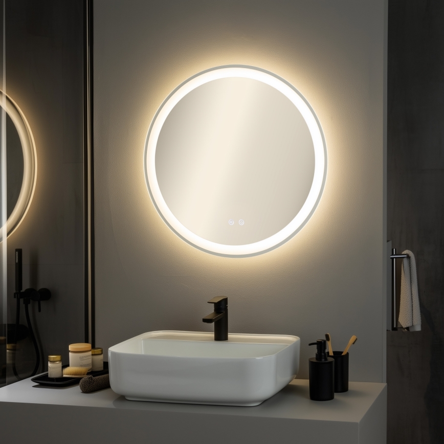 Brilagi - Espejo de baño con calefacción antivaho LED AVA ECO LED/11,5W/230V diámetro 60 cm IP44 CRI 90 regulable + CCT