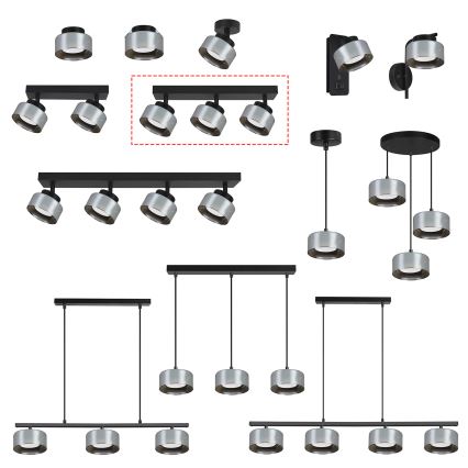 Brilagi - LED Foco AURA LUX 3xGX53/30W/230V negro/ahumado
