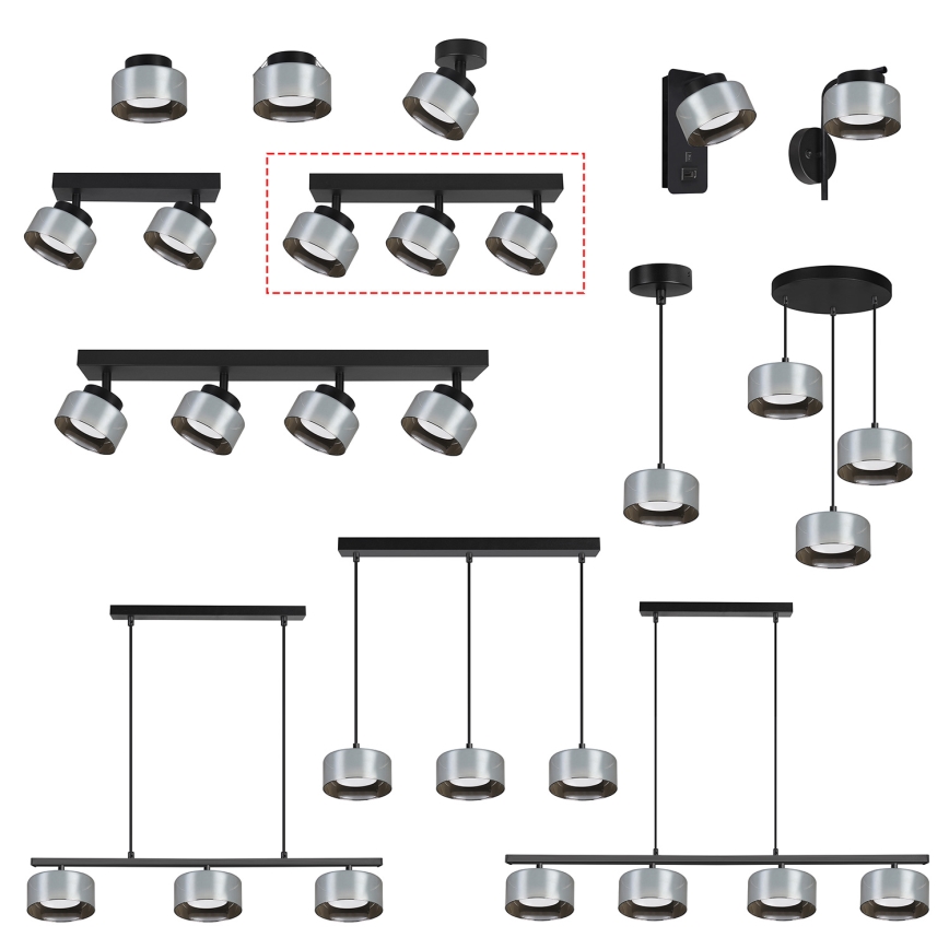 Brilagi - LED Foco AURA LUX 3xGX53/30W/230V negro/ahumado