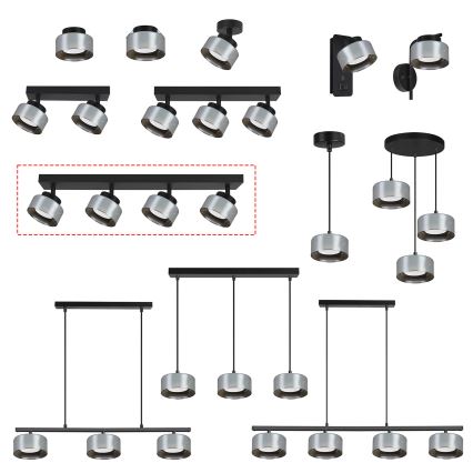 Brilagi - LED Foco AURA LUX 4xGX53/30W/230V negro/ahumado