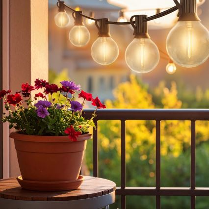 Brilagi - Guirnalda decorativa LED para exterior GIRLANDA 18xE12/0,6W/230V 13m negra IP44 blanco cálido