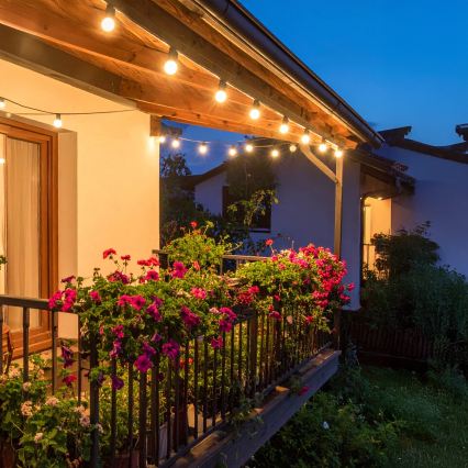 Brilagi - Guirnalda decorativa LED para exterior GIRLANDA 18xE12/0,6W/230V 13m negra IP44 blanco cálido