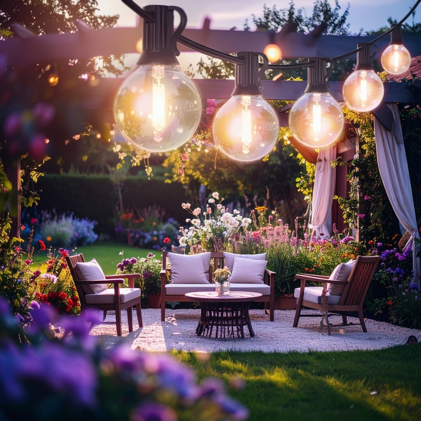 Brilagi - Guirnalda decorativa LED para exterior GIRLANDA 18xE12/0,6W/230V 13m negra IP44 blanco cálido