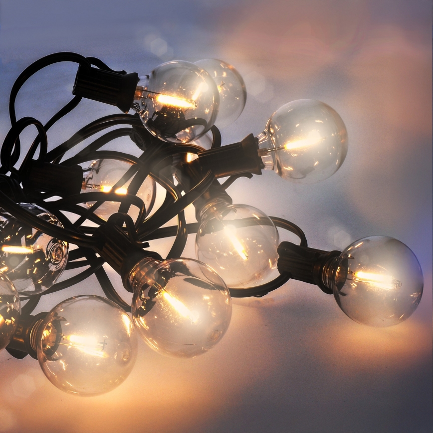 Brilagi - Guirnalda decorativa LED para exterior GIRLANDA 18xE12/0,6W/230V 13m negra IP44 blanco cálido