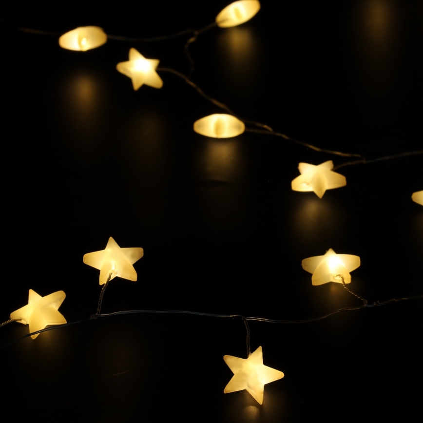 Brilagi - LED guirnalda navideña 40xLED/3xAA 1,8m blanco cálido con estrellas