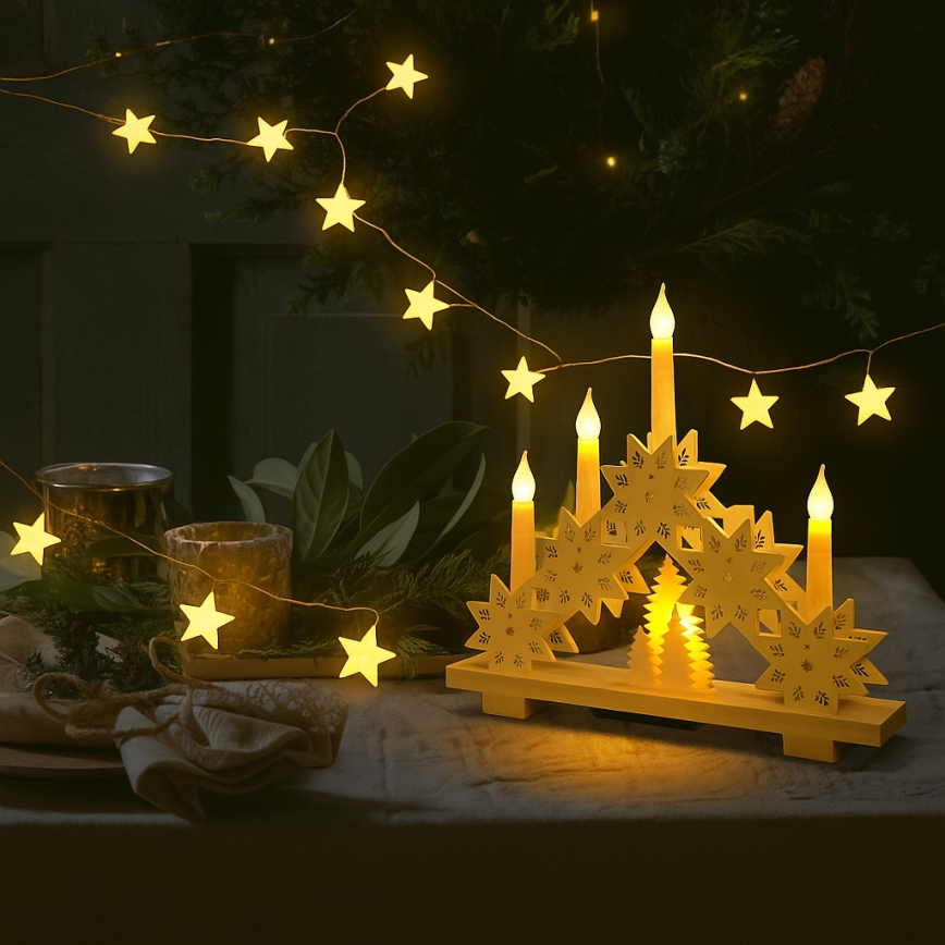 Brilagi - LED guirnalda navideña 40xLED/3xAA 1,8m blanco cálido con estrellas