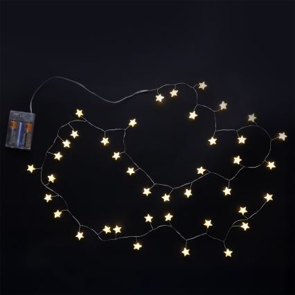 Brilagi - LED guirnalda navideña 40xLED/3xAA 1,8m blanco cálido con estrellas