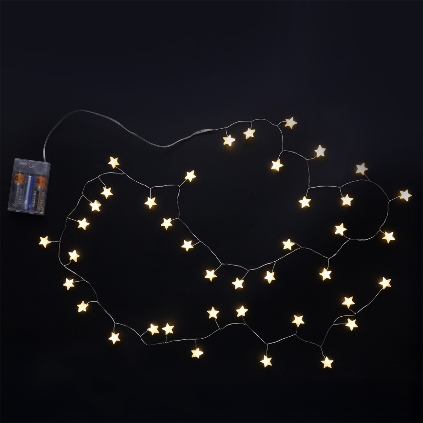 Brilagi - LED guirnalda navideña 40xLED/3xAA 1,8m blanco cálido con estrellas