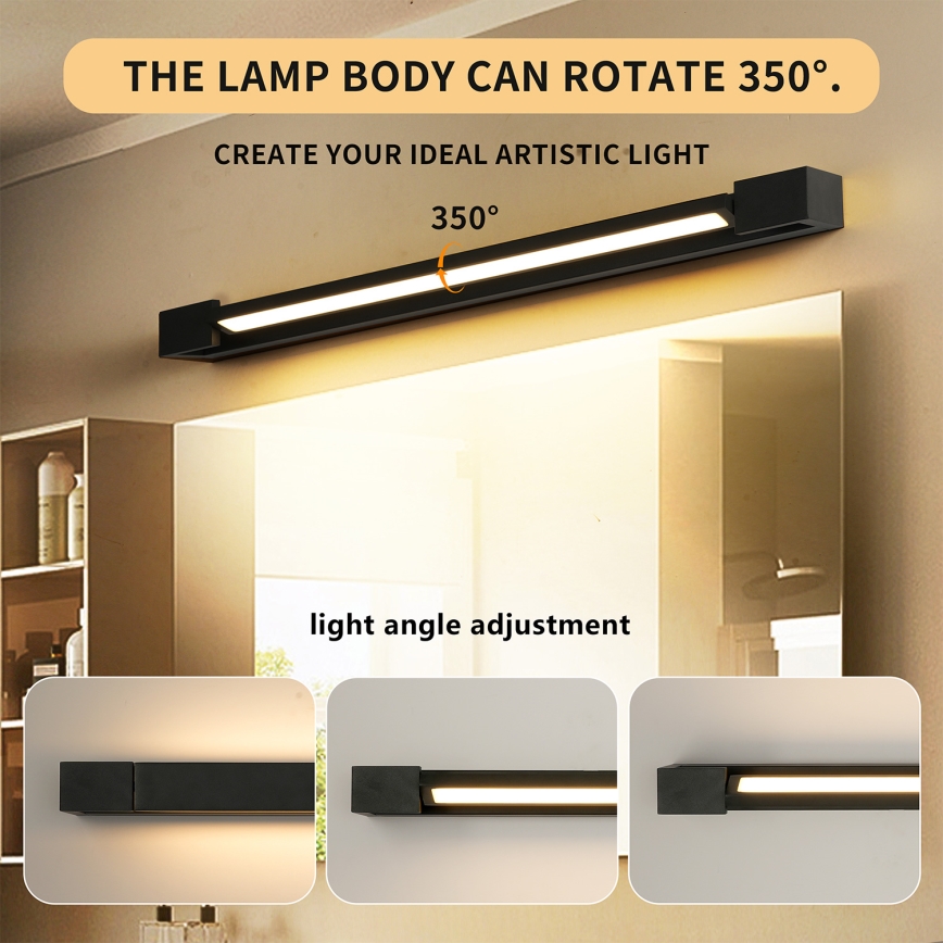 Brilagi - Iluminación LED para espejo de baño AQUA LINE LED/18W/230V 60 cm IP44 negro CRI 90