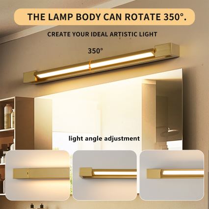 Brilagi - Iluminación LED para espejo de baño AQUA LINE LED/18W/230V 60 cm IP44 acabado dorado IRC 90