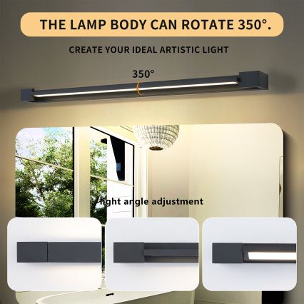 Brilagi - Iluminación LED para espejo de baño AQUA LINE LED/24W/230V 90 cm IP44 negro CRI 90