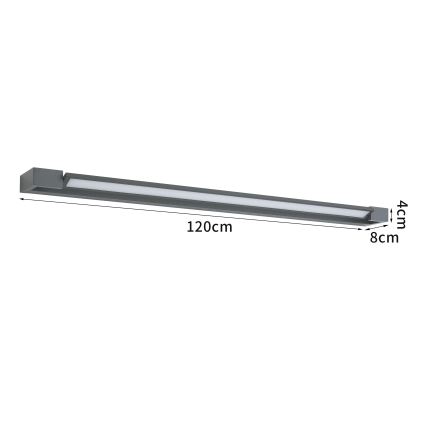Brilagi - Iluminación LED para espejo de baño AQUA LINE LED/36W/230V 120 cm IP44 antracita CRI 90