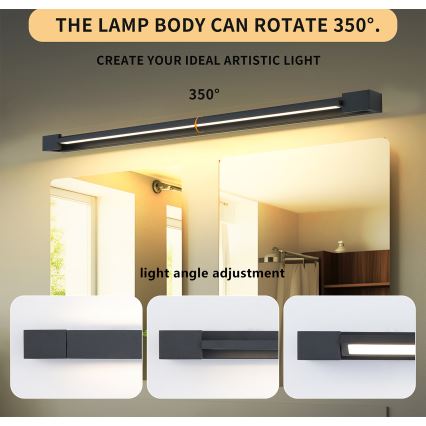Brilagi - Iluminación LED para espejo de baño AQUA LINE LED/36W/230V 120 cm IP44 negra CRI 90