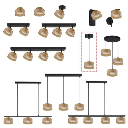 Brilagi - LED Lámpara colgante AURA LUX con cable 1xGX53/30W/230V negro/dorado