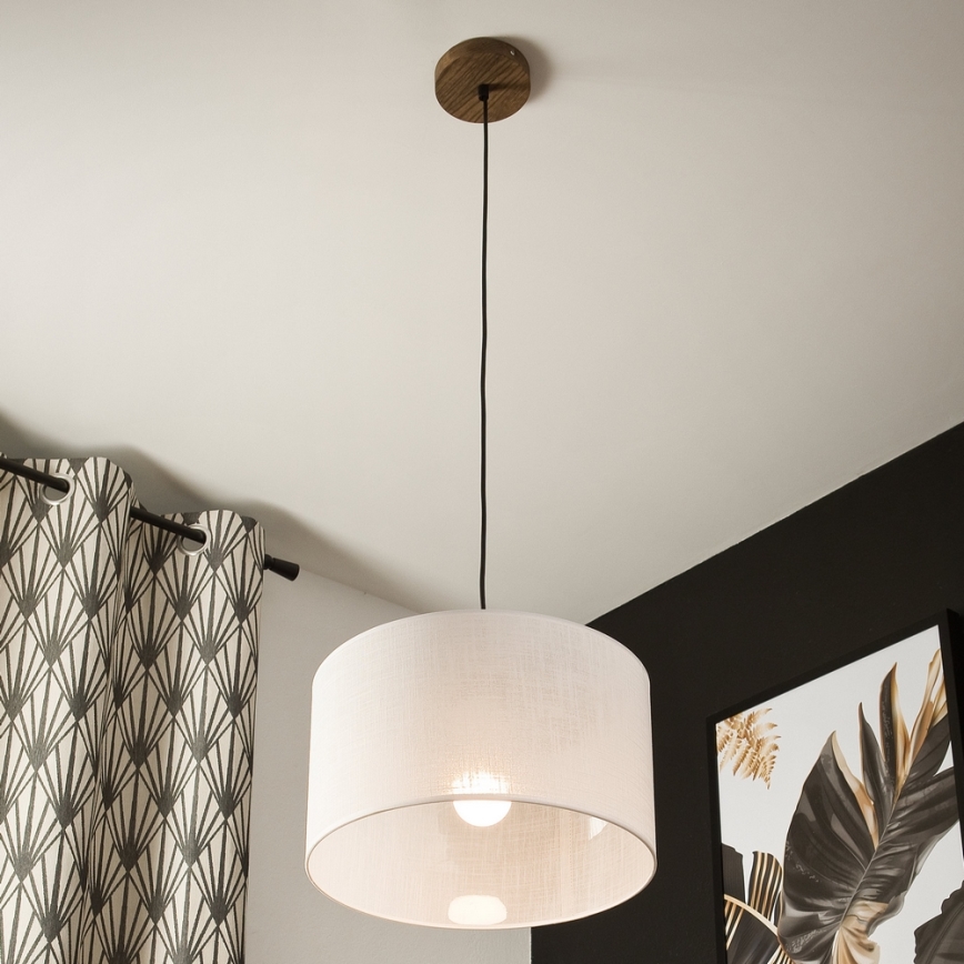 Brilagi - LED Lámpara colgante con cable ANTHONY 1xE27/60W/230V roble nogal/blanco