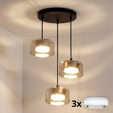 Brilagi - LED Lámpara colgante con cable AURA LUX 3xGX53/30W/230V negra/dorada