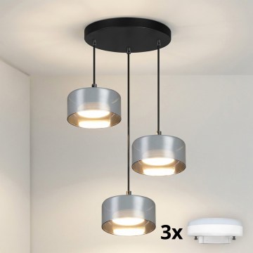 Brilagi - LED Lámpara colgante con cable AURA LUX 3xGX53/30W/230V negro/ahumado