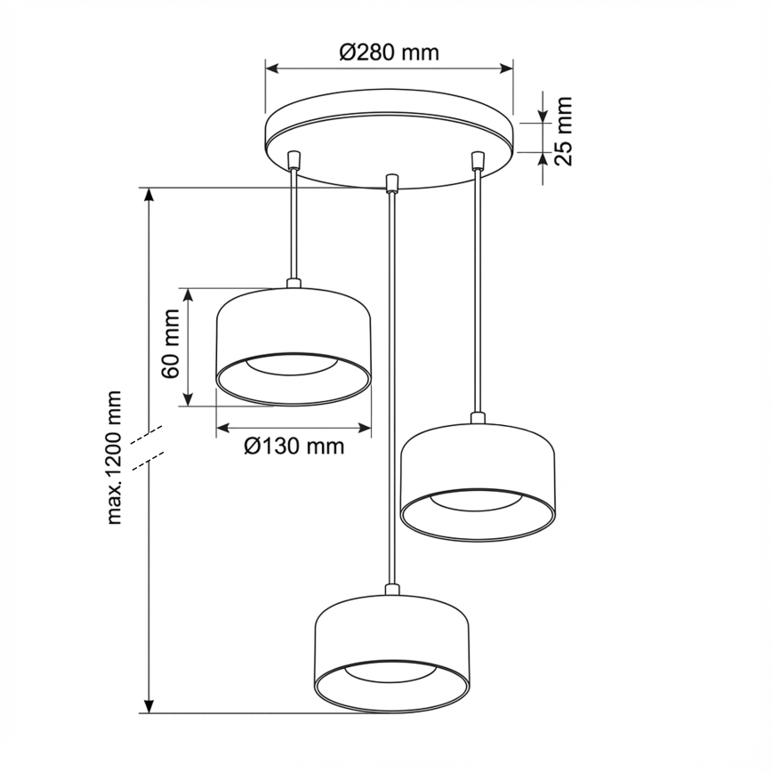 Brilagi - LED Lámpara colgante con cable AURA LUX 3xGX53/30W/230V negro/ahumado