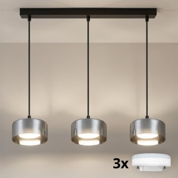 Brilagi - LED Lámpara colgante con cable AURA LUX 3xGX53/30W/230V negro/ahumado