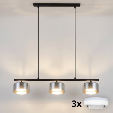 Brilagi - LED Lámpara colgante con cable AURA LUX 3xGX53/30W/230V negro/ahumado