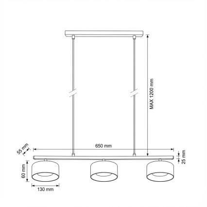 Brilagi - LED Lámpara colgante con cable AURA LUX 3xGX53/30W/230V negro/ahumado