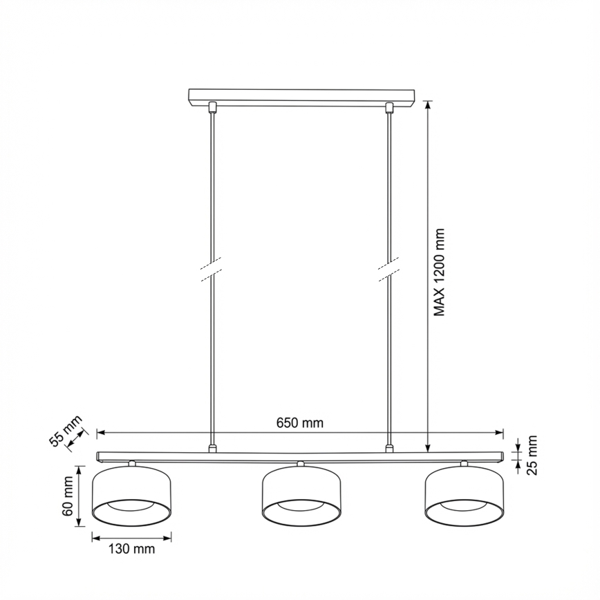 Brilagi - LED Lámpara colgante con cable AURA LUX 3xGX53/30W/230V negro/ahumado