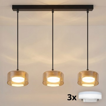 Brilagi - LED Lámpara colgante con cable AURA LUX 3xGX53/30W/230V negro/dorado