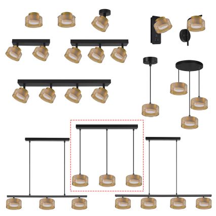 Brilagi - LED Lámpara colgante con cable AURA LUX 3xGX53/30W/230V negro/dorado