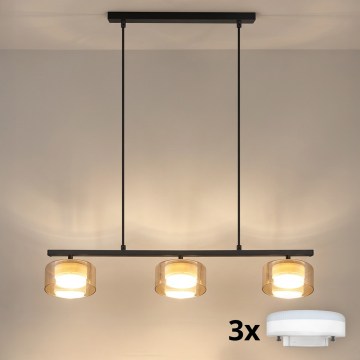 Brilagi - LED Lámpara colgante con cable AURA LUX 3xGX53/30W/230V negro/dorado