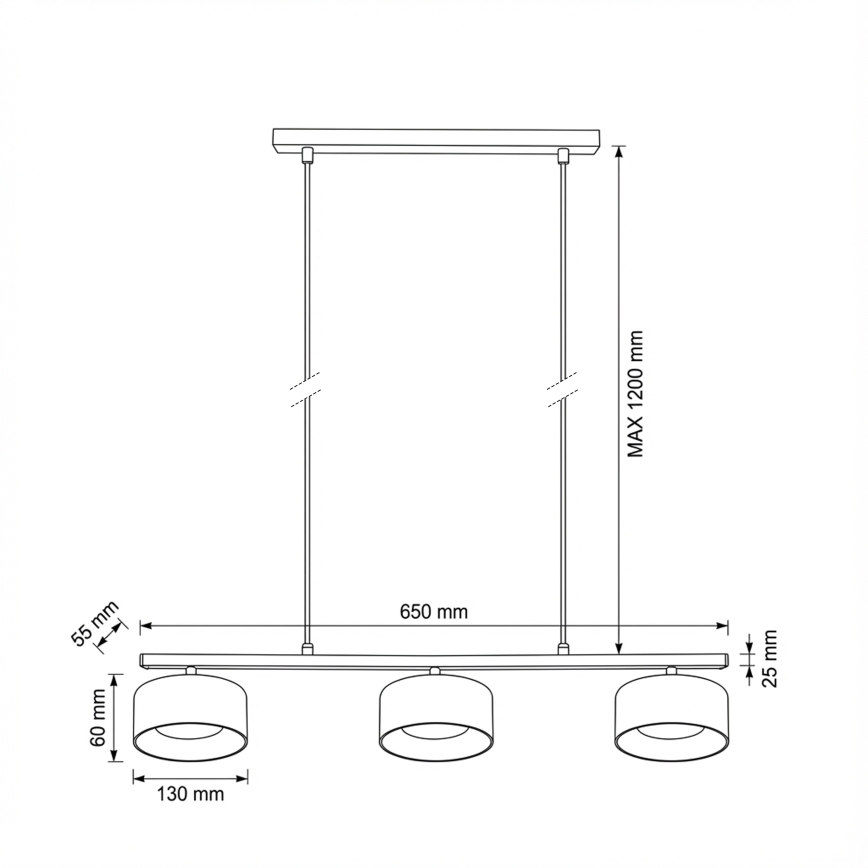 Brilagi - LED Lámpara colgante con cable AURA LUX 3xGX53/30W/230V negro/dorado