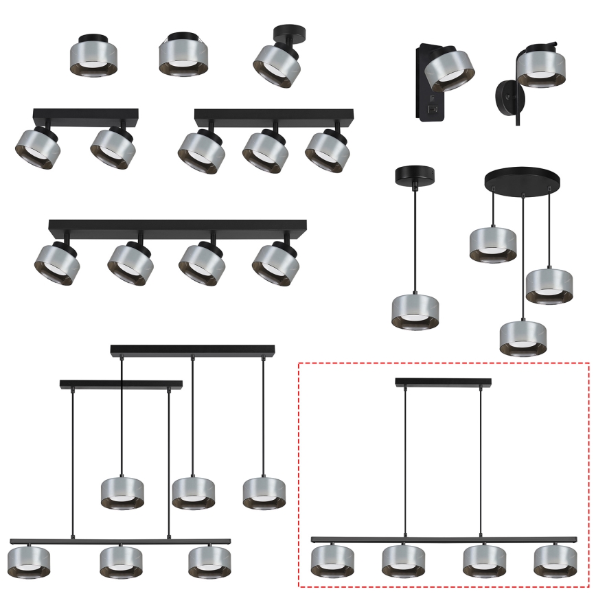 Brilagi - LED Lámpara colgante con cable AURA LUX 4xGX53/30W/230V negro/ahumado