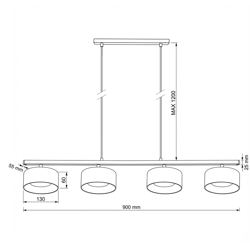 Brilagi - LED Lámpara colgante con cable AURA LUX 4xGX53/30W/230V negro/ahumado