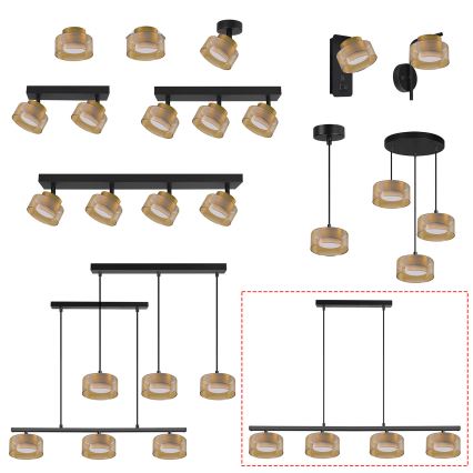 Brilagi - LED Lámpara colgante con cable AURA LUX 4xGX53/30W/230V negro/dorado