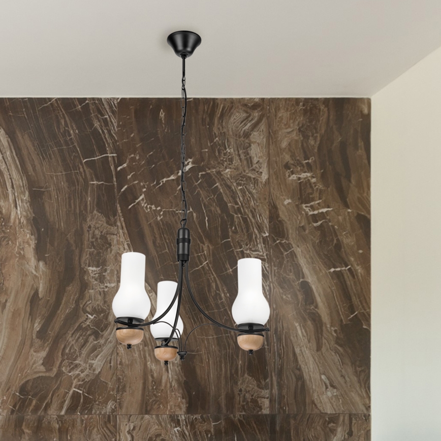 Brilagi - LED Lámpara colgante con cadena COTTAGE 3xE14/40W/230V haya/blanco