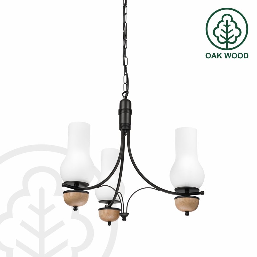 Brilagi - LED Lámpara colgante con cadena COTTAGE 3xE14/40W/230V haya/blanco