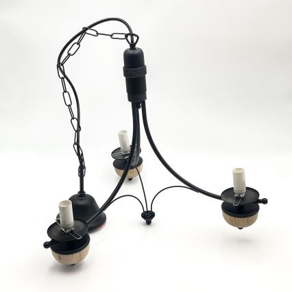 Brilagi - LED Lámpara colgante con cadena COTTAGE 3xE14/40W/230V haya/blanco