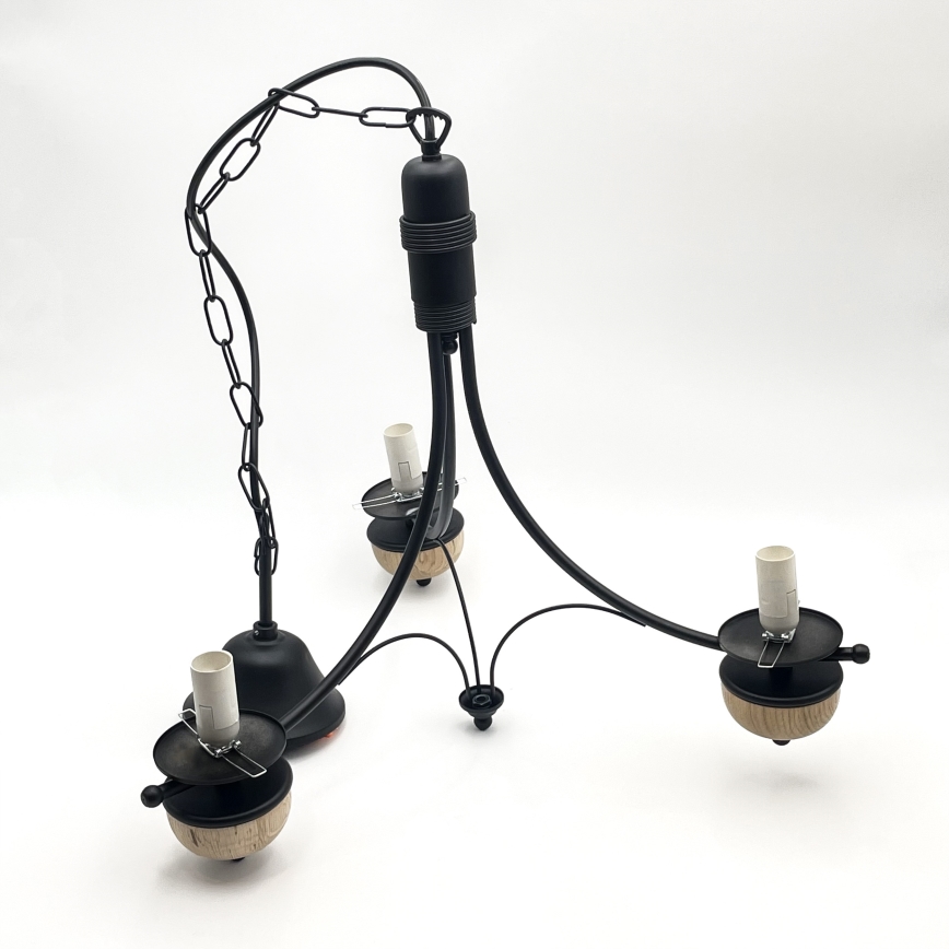 Brilagi - LED Lámpara colgante con cadena COTTAGE 3xE14/40W/230V haya/blanco