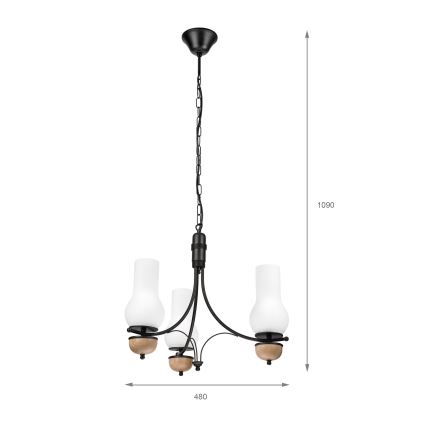 Brilagi - LED Lámpara colgante con cadena COTTAGE 3xE14/40W/230V haya/blanco
