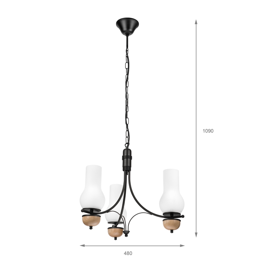 Brilagi - LED Lámpara colgante con cadena COTTAGE 3xE14/40W/230V haya/blanco