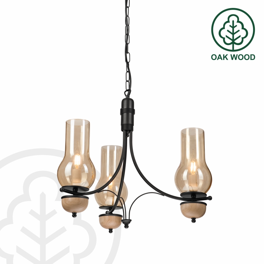 Brilagi - LED Lámpara colgante con cadena COTTAGE 3xE14/40W/230V haya/marrón
