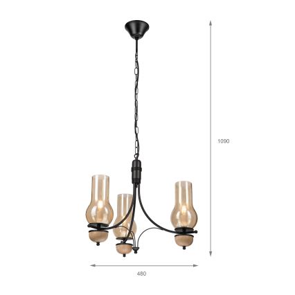 Brilagi - LED Lámpara colgante con cadena COTTAGE 3xE14/40W/230V haya/marrón