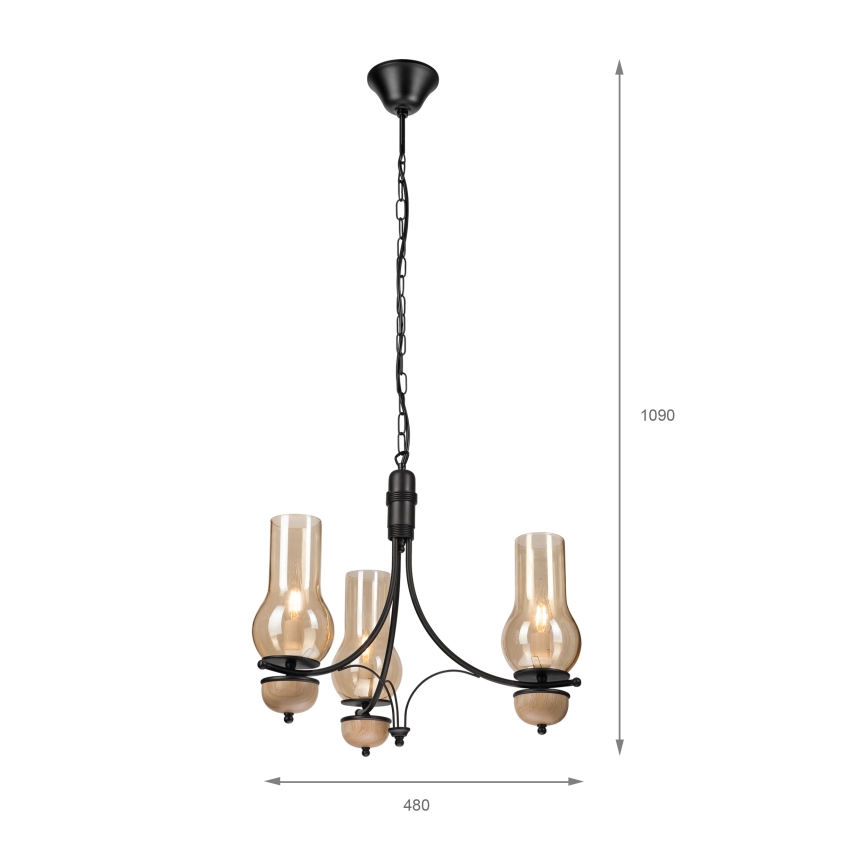 Brilagi - LED Lámpara colgante con cadena COTTAGE 3xE14/40W/230V haya/marrón