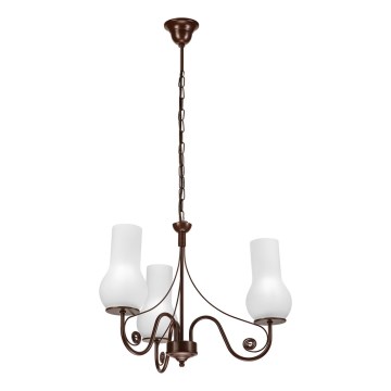 Brilagi - LED Lámpara colgante con cadena COTTAGE 3xE14/40W/230V marrón/blanco