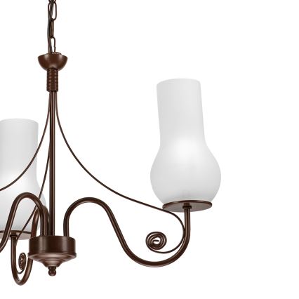 Brilagi - LED Lámpara colgante con cadena COTTAGE 3xE14/40W/230V marrón/blanco