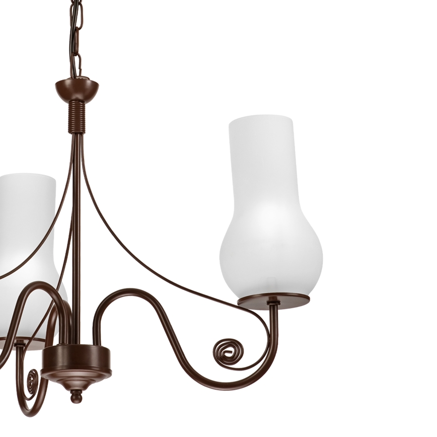 Brilagi - LED Lámpara colgante con cadena COTTAGE 3xE14/40W/230V marrón/blanco