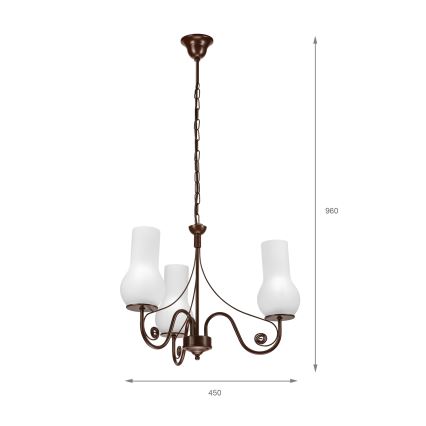 Brilagi - LED Lámpara colgante con cadena COTTAGE 3xE14/40W/230V marrón/blanco