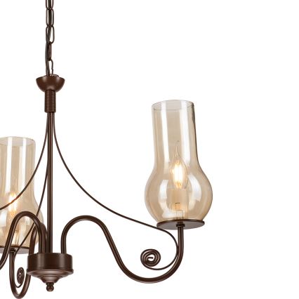 Brilagi - LED Lámpara colgante con cadena COTTAGE 3xE14/40W/230V marrón